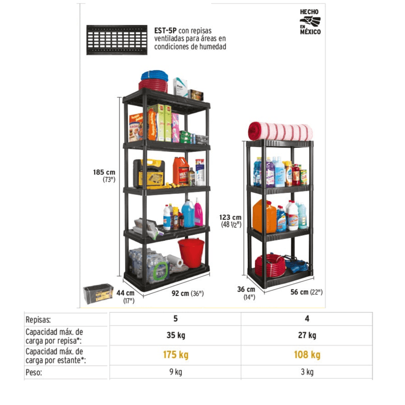 Estantes de 4 y 5 repisas