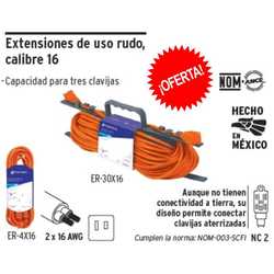 Cable Extensión eléctrica de uso rudo de 15 Y 12 metros