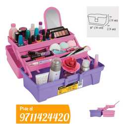 Caja Cosmetiquera  con Bandejas Deslizables - rosa/morado