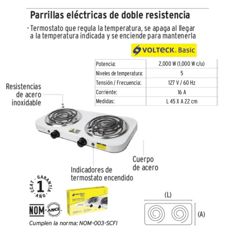 Parrillas Eléctricas - 1 y 2 Quemadores