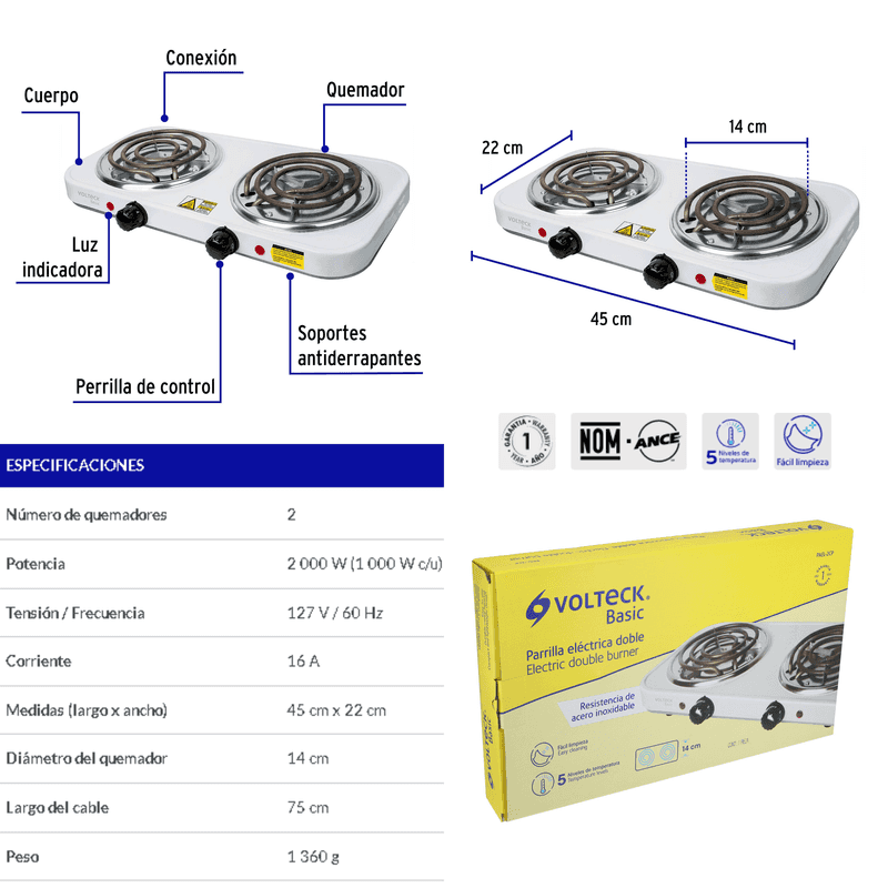 Parrillas Eléctricas - 1 y 2 Quemadores