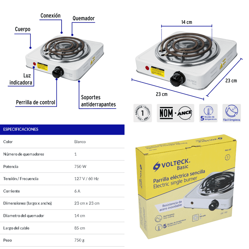 Parrillas Eléctricas - 1 y 2 Quemadores